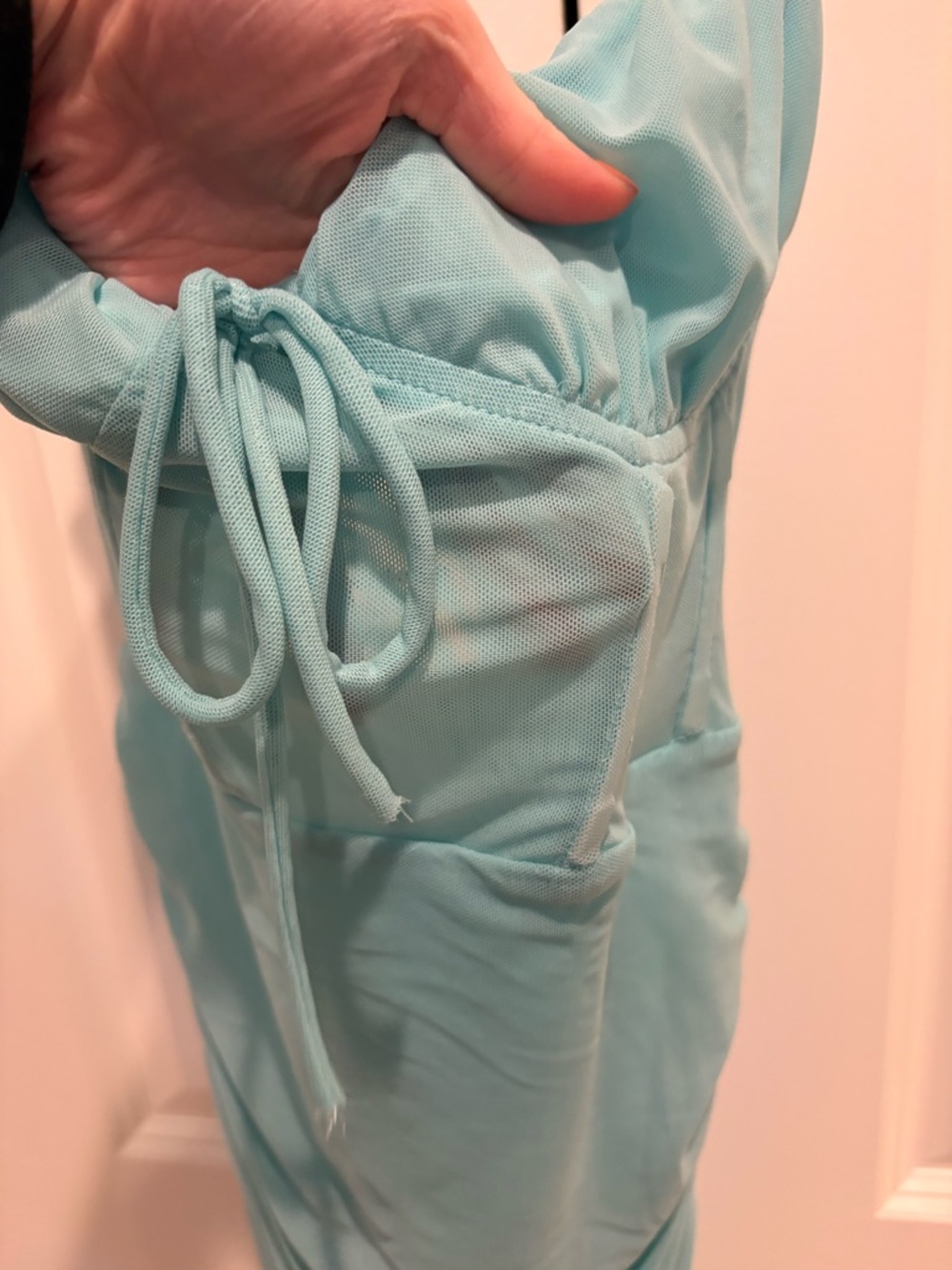 NWT Showpo Riley Ruched Mini Dress in Teal Size S - Picture 6 of 8